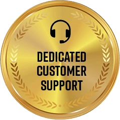 Gold seal representing dedicated customer support for Boostaro users.